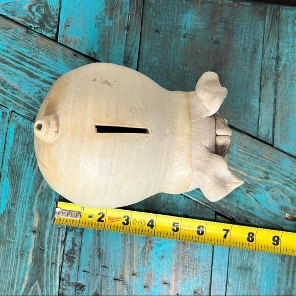 Pottery Piggy Bank Farmhouse Distressed - Picture 11 of 11